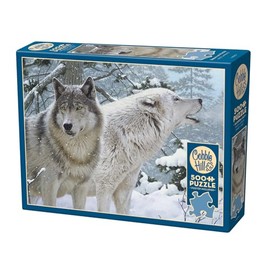 Cobble Hill 3845038 Snow, 500 Piece Puzzle Including Puzzle Poster for Adults and Children from 12 Years, Landscape Puzzle, Wolf, Winter, Animal Puzzle