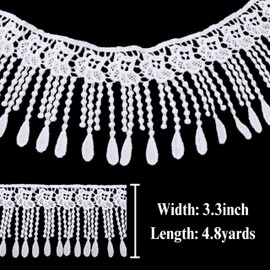 White Lace Trim Fringe Trim White Fabric Decorative for Crafts Embellishments Versatile Lace Fabric Ideal for Home Decor AIETSYEI