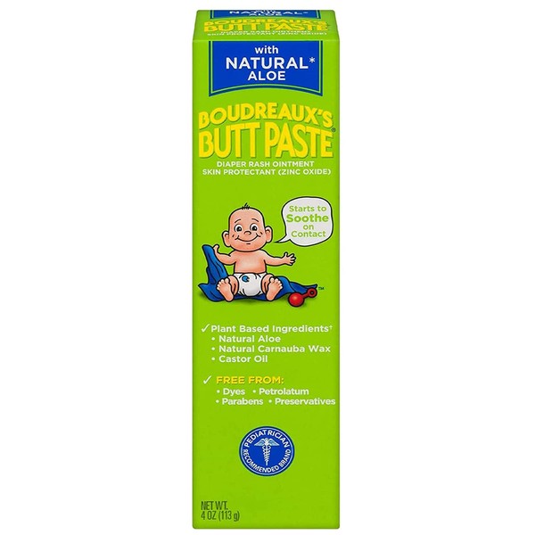 Boudreaux's Butt Paste Diaper Rash Ointment, With Natural Aloe, 4 Oz