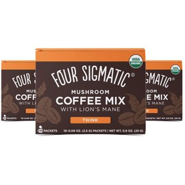Four Sigma Mushroom Mix Coffee Lion's Mane and Chaga, Pack of 3 Medium Roast