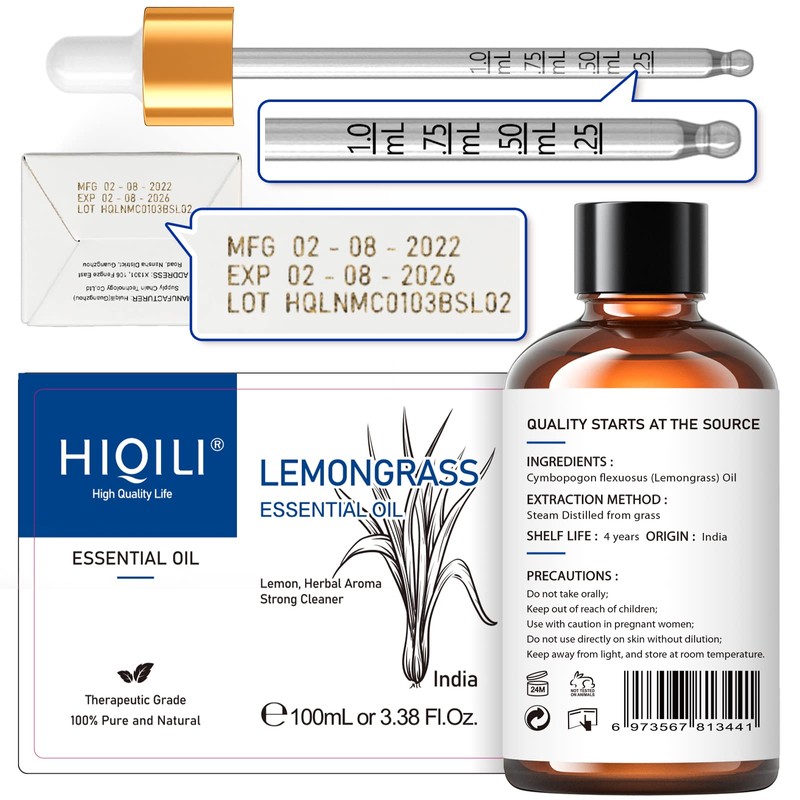 HIQILI HIQILI Lemongrass Essential Oil and Patchouli Essential Oil, 100%