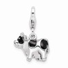 Solid 925 Sterling Silver Enameled Cow Charm Small Tiny Pendant
