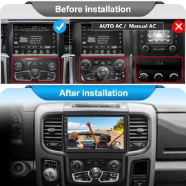 Car Radio for Dodge RAM 1500 2500 3500 2013 2014 2015 2016 2017 2018, 9 inch Android 13 Head Unit with 2GB+32GB Wireless CarPlay Android Auto Bluetooth WiFi,SWC, FM, AM RDS(for Automatic AC)