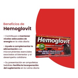 2pack Hemoglovit Suplemento Alimenticio Hierro Vitamina B12