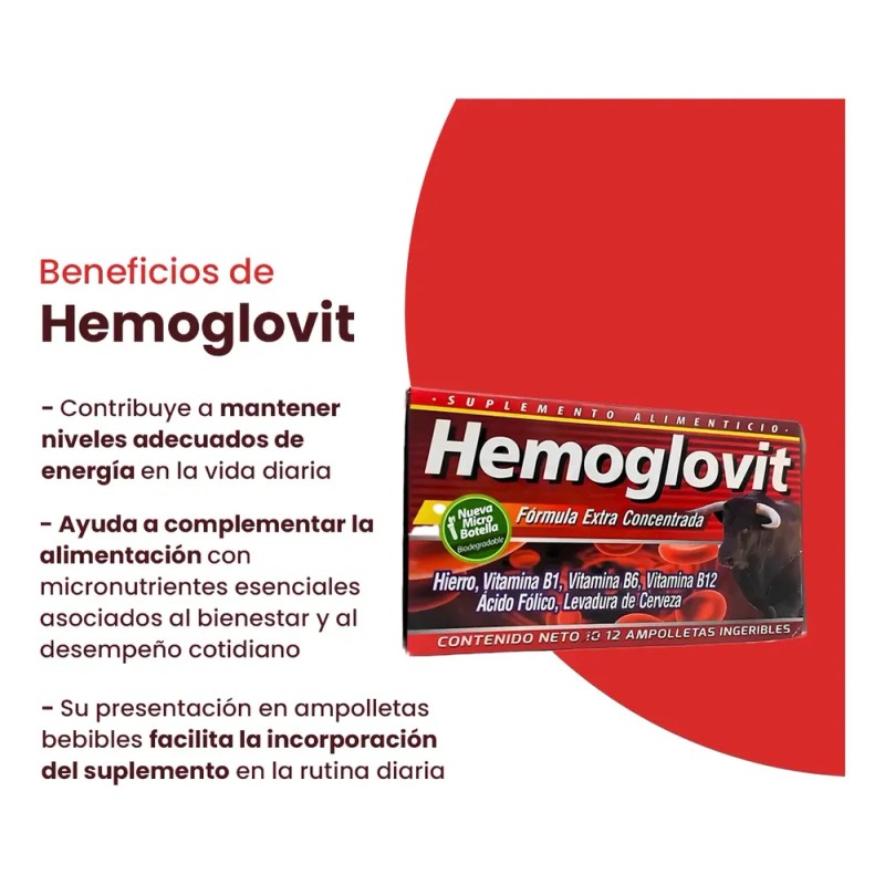 2pack Hemoglovit Suplemento Alimenticio Hierro Vitamina B12