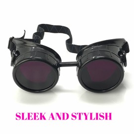 Steampunk Mad Scientist Goggles Rave Glasses Costume Eye Protection Goggles Welding Style, Purple, One Size