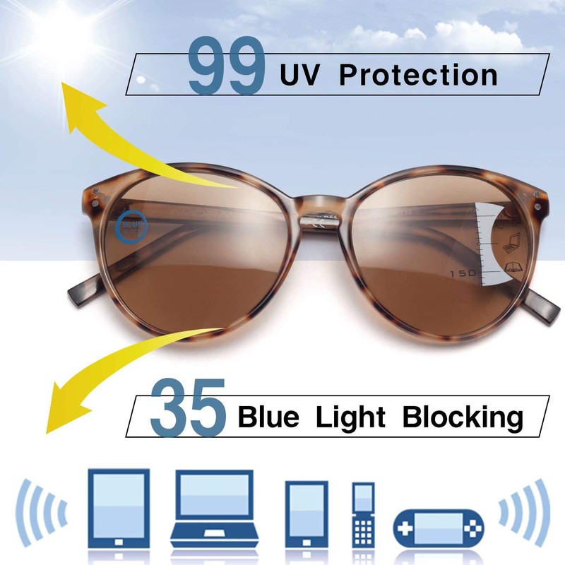 Amorays Cat Eyes Progressive Multifocus Reading Sunglasses for Women UV