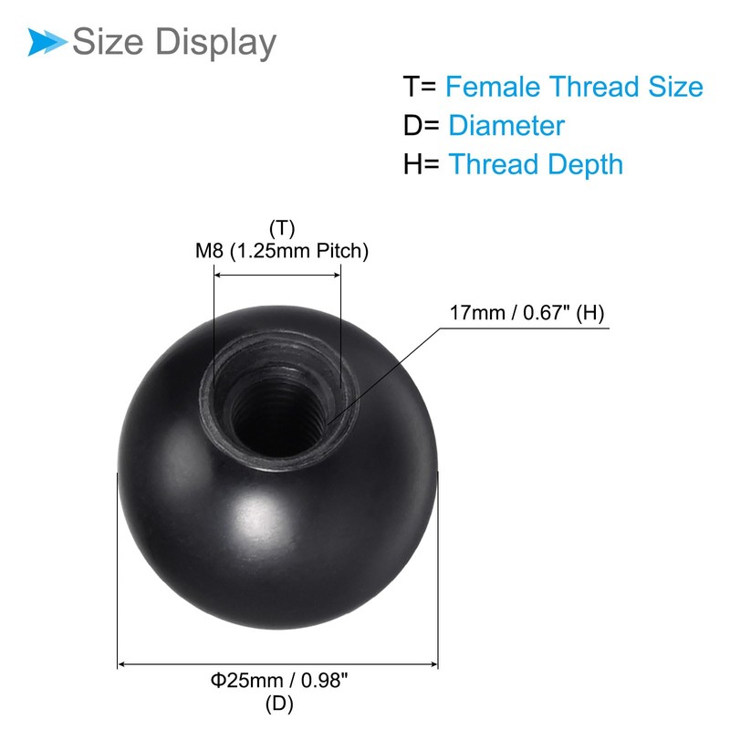 CoCud Thermoset Ball Knob M8 Female Thread 25mm Diameter Plastic