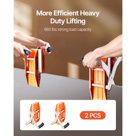 VEVOR Double Handed Stone Carrying Clamps, 660 lbs Load Capacity, 2 Pack Granite Panel Carriers Lifting Tools with Rubber-lined (0-2.36 Inches), Heavy Duty lifting Clamps for Plywood, Glass, Granite