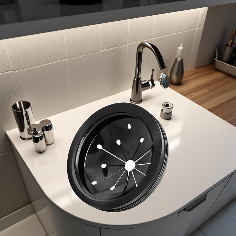 Black 3-Inch Garbage Disposal Splash Guard - Kitchen Sink Baffle
