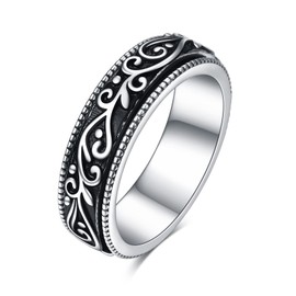 SHEAISRS S925 Sterling Silver Celtic Spinner Ring for Women Filigree Anxiety Ring for Girls Birthday Gifts Mood Ring 7#
