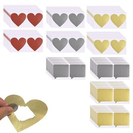 Pack of 100 Labels, Scratch Off Stickers, Heart Scratch Labels, Dialog Box Scratch Stickers, Scratch Stickers for Postcard Wedding, Silver, Gold, Red