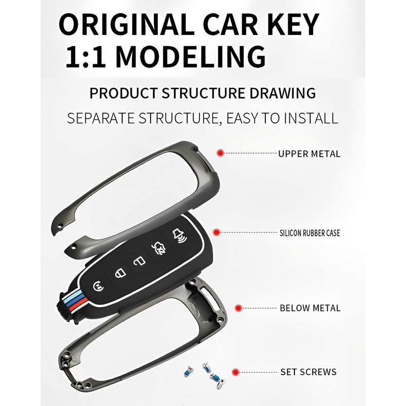 YONUFI for Ford Key Fob Cover Case, Metal Shell Car