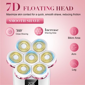 3-in-1 Electric Razors for Women,Bikini Trimmer for Women,7D Painless Electric Shaver with Facial Cleansing Brush,Gifts for Women, Hair Remover for Legs Water Resistant Wet/Dry(Pale Pink)