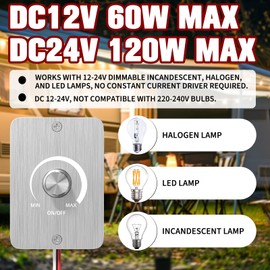 Doright 12V LED Dimmer Switch,RV Light Switch,12V 5A 60W Low Voltage PWM Dimmer Switch for Camper Van Travel Trailer Truck Lighting Fixtures,Puck Lights, Awning Lights,Strip Lights