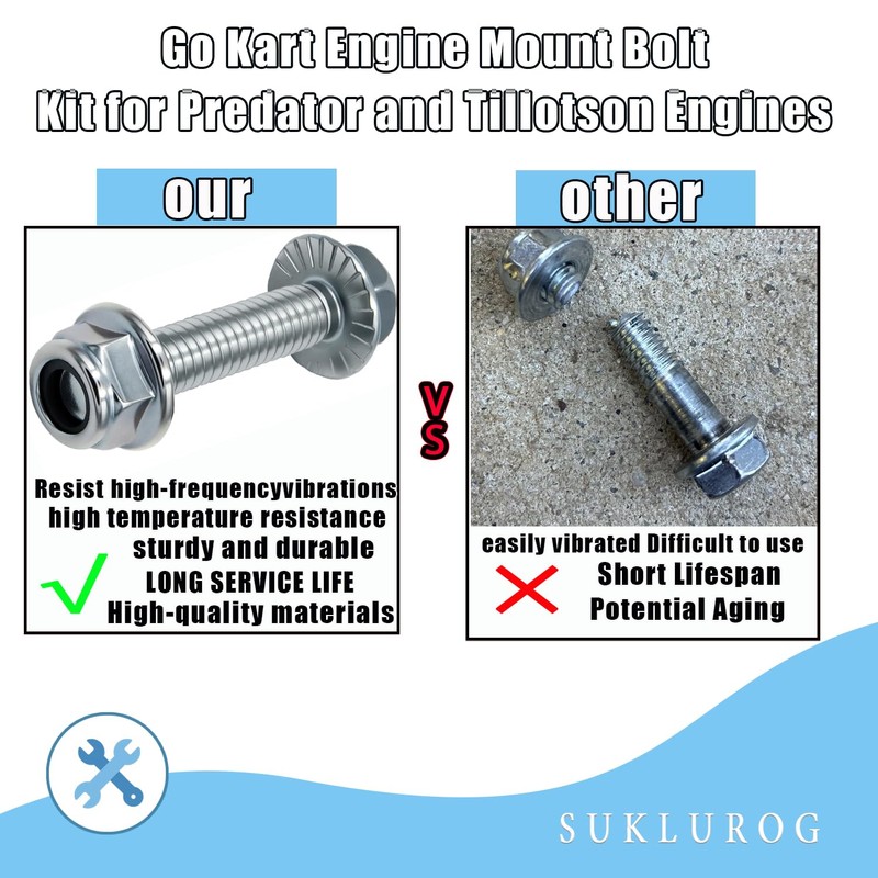 (4 pcs) Go Kart Engine Mount Bolt Kit for Predator