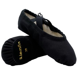 s.lemon Linen Ballet Shoes,Women Men Dance Shoe Split Suede Sole Kids Adult Ballet Slipper 8106 Black 44EU