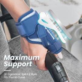 CURECARE New Upgraded 2 in 1 Thumb Brace, Removable Thumb Spica Splint Left Right Hand with 3 Level Stability, Reversible Thumb Support for CMC, De Quervain’s Tendonitis, Trigger Thumb (S/M, Navy)