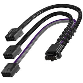 AsiaHorse 16AWG PCI-e 5.0 12VHPWR PSU Cable Extension, 600W 12+4 Pin Male to PCIE 3x8 Pin(6+2) Female PC Cable Extension for RTX 3090Ti/4070Ti/4080/4090, 30CM
