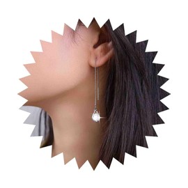 Cimenexe Bohemian Drop Crystal Earrings Gold Hollow CZ Drop Earrings Long Chain Threader Earrings Small Rhinestone Tassel Chain Earrings Jewellery for Women and Girls Gifts, Zinc, No Gemstone