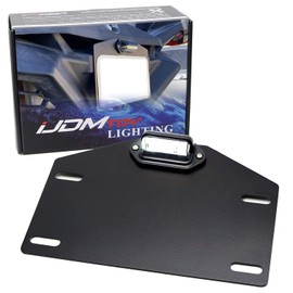 iJDMTOY Heavy Duty Steel Built License Plate Holder w/Xenon White LED Tag Light, Compatible with Polaris RZR Ranger Can-Am Maverick X3 Kawasaki Mule Pioneer ATV UTV Snowmobile, etc