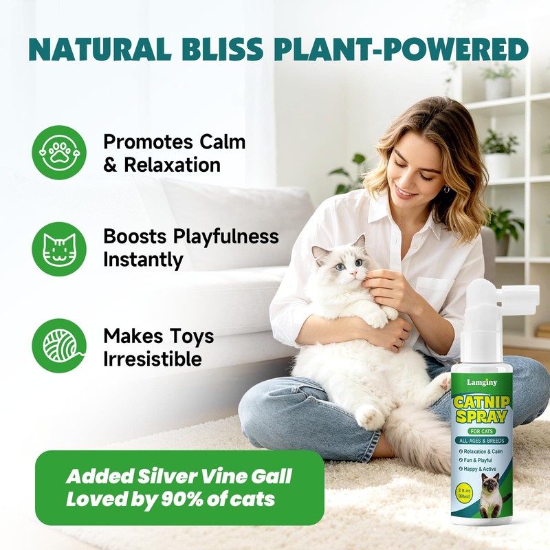 Catnip Spray for Cats with Silvervine, Enhance Playtime & Relaxation,