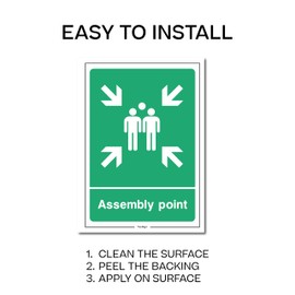 Fire Assembly Point Rigid Sign With Family Sign - Portrait - 290mm x 270mm - 3mm Rigid Plastic