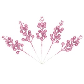 Artificial Colorful Berry Stems, 24 Pack 8.7" Christmas Glitter Berries Stems Artificial Fruit Berry Holly Flower Branch Picks Home Holiday Wedding Party DIY Christmas Tree Crafts Decor (Colorful)