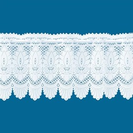 Genoa Faux Macrame Lace Heavy Pattern Cafe Net Curtains In White - Sold By The Metre (Drop: 60cm (24"))