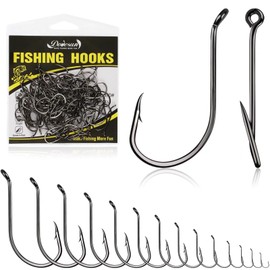 Octopus Hooks Octopus Fishing Hooks Offset Octopus Hooks Saltwater Freshwater for Bass Fishing Black 6/0 60PCS