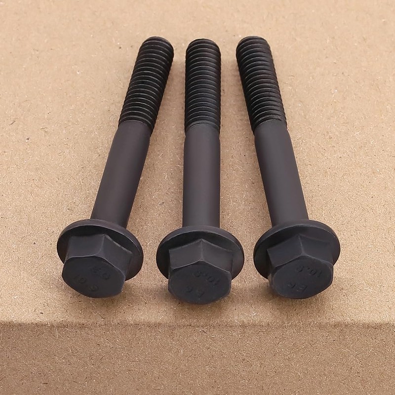 M12-1.75 x 80mm (4 pcs) Flanged Hex Bolt Screws Black