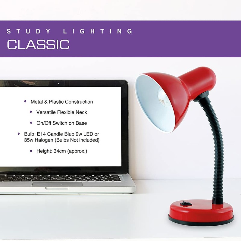 HOMELIFE 35w 'Classic' Flexi Desk Lamp with Versatile Flexible Neck