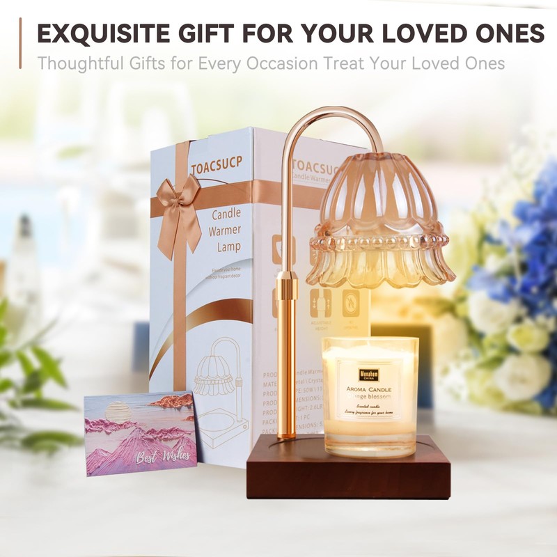 TOACSUCP Candle Warmer Lamp with 3 Bulbs, Adjustable Height Dimmable