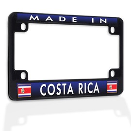 Fastasticdeals Metal Insert Bike License Plate Frame Made in Costa Rica Weatherproof Motorcycle Accessories Black 4 Holes Solid Insert