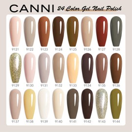 CANNI 30Pcs 9ML Hema-free Gel Nail Polish Set,Nude Brown Red Glitter Gold Gel Polish Kit Soak Off LED Nail Gel Polish Set Nail Art Starter Manicure Salon DIY at Home