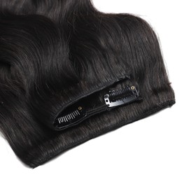 Anrosa Body Wave Clip in Hair Extensions Real Human Hair Clip 18 Inch Seamless Clip in Hair Extensions Human Hair Natural Black #1B 120g