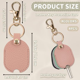 GTILE 4 PCS PU Leather Car Key Cover, Broken Car Key Loop Replacement, Key Protector, Key Fod Protector Keychain for Women, Multicolor