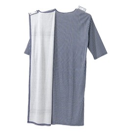 Silvert's Adaptive Clothing & Footwear Men's Open Back Henley Nightgown - Ciel Blue Plaid XL