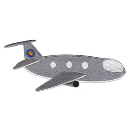 Aeroplane Grey Embroidered Patch for Iron-On or Sew On Clothes Embroidered Iron-On Patch Applique Patch Size 10 x 6 cm