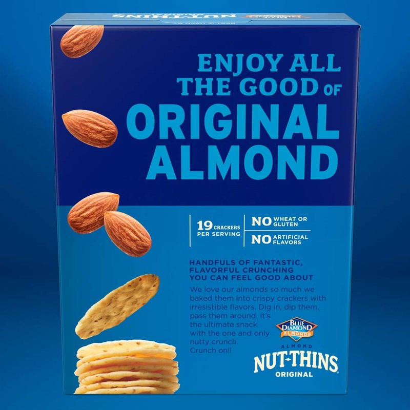 Blue Diamond Almonds Nut Thins Gluten Free Cracker Crisps, Original,