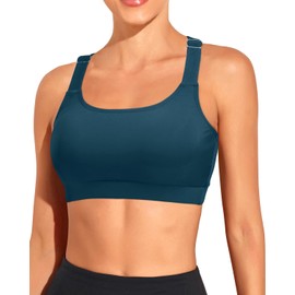 Tempt Me - brasier deportivo para mujer, parte superior de bikini con espalda cruzada, verde azulado, XL