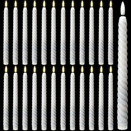 Tuanse 24 Pcs 10" Flameless Taper Candles Battery Operated Candles Twisted Taper Candles LED Candlesticks Warm White Light Electric Taper Candles Flickering for Christmas Wedding Birthday Home Decor