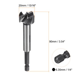 HARFINGTON 2pcs Forstner Drill Bit 13/16"(20mm) Carbon Steel Single Tooth Flat Wing Wood Drilling Forstner Bit Hinge Cutter with 1/4" Hex Shank for Hardwood Softwood Plywood Woodworking