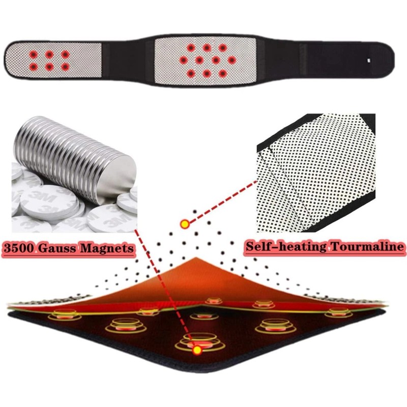 KABRAR Thermal Magnetic Therapy Lumbar Support Belt Lower Back Brace