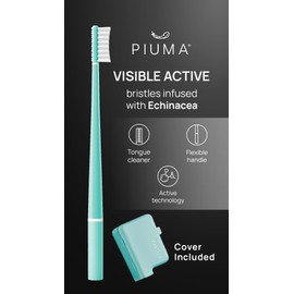 Piuma Care Zahnbürste – weiche Borsten – Echinacea-Borsten – Zahnpflege – Vorbeugung von Flecken – Zungenreiniger weich – Tiefenreinigung