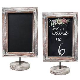 MyGift 12-Inch Rustic Torched Wood Framed Tabletop/Countertop Family Memo & Message Chalkboard, Set of 2