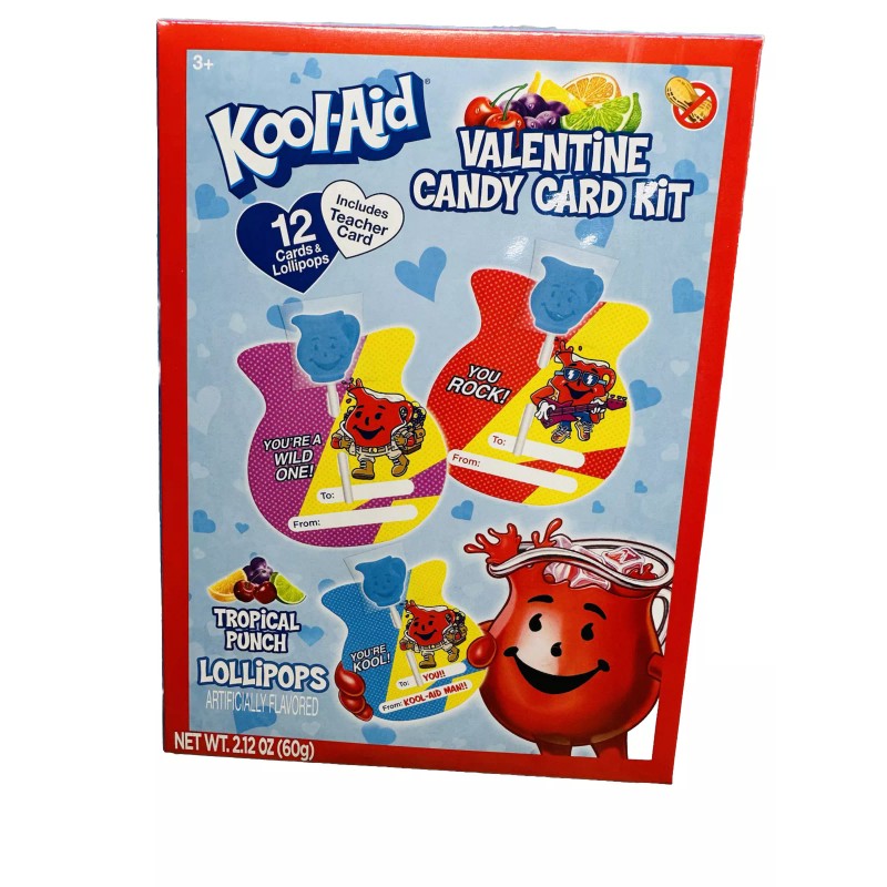 12 Valentine Candy Card Kit 12 Cards & Lollipops School