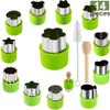 14 Pcs Fruit Vegetable Cookie Cutters Shapes Sets Stainless Steel
