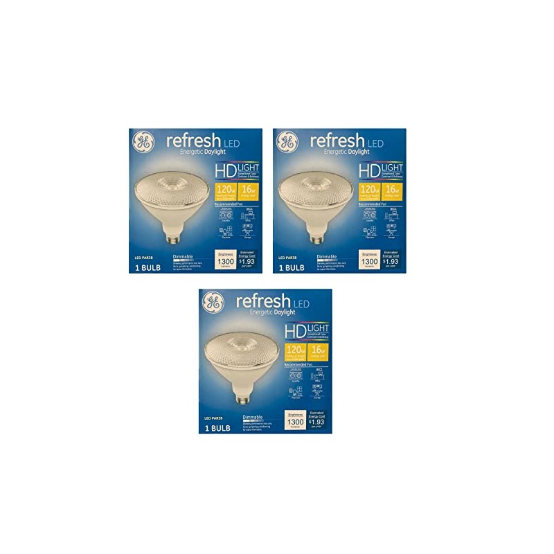 GE (3 Bulbs) 36913 Refresh LED Par38, Dimmable, 120 watt
