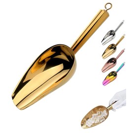 Golden Stainless Steel Ice Scoop 6 OZ, Titanium Colorful Plating Metal Ice Scooper For Ice Maker Multipurpose For Candy Wedding Kitchen Bar Party Pet Animal Dog Food Scoop Beach Shovel 1pcs